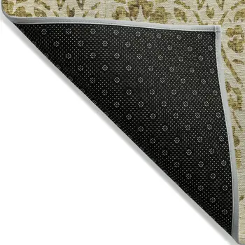 5' X 8' Gold And Brown Floral Washable Indoor Outdoor Area Rug