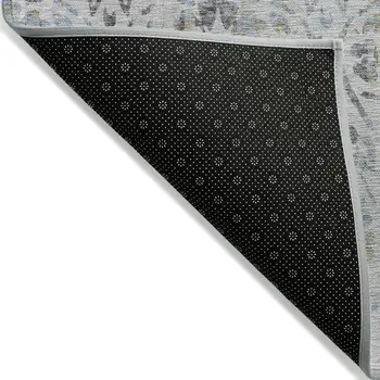 3' X 5' Gray Black And Green Floral Washable Indoor Outdoor Area Rug