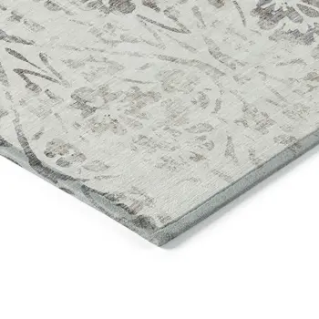 8' X 10' Ivory And Brown Floral Washable Indoor Outdoor Area Rug