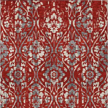 3' X 5' Red Ivory And Dark Gray Floral Washable Indoor Outdoor Area Rug
