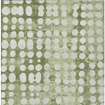 3' X 5' Artichoke Green And Ivory Abstract Washable Indoor Outdoor Area Rug