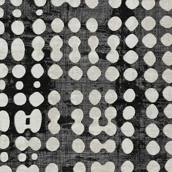 5' X 8' Black And Ivory Abstract Washable Indoor Outdoor Area Rug