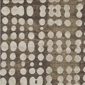 5' X 8' Brown And Beige Abstract Washable Indoor Outdoor Area Rug
