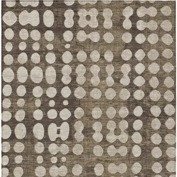 10' X 14' Brown And Beige Abstract Washable Indoor Outdoor Area Rug