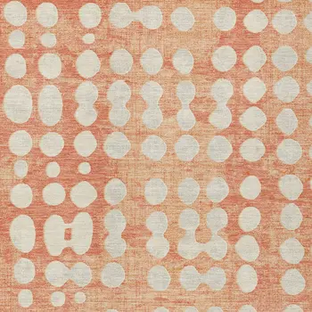 10' X 14' Coral And Ivory Abstract Washable Indoor Outdoor Area Rug