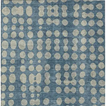 3' X 5' Denim Blue And Gray Abstract Washable Indoor Outdoor Area Rug