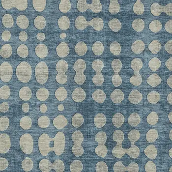 3' X 5' Denim Blue And Gray Abstract Washable Indoor Outdoor Area Rug