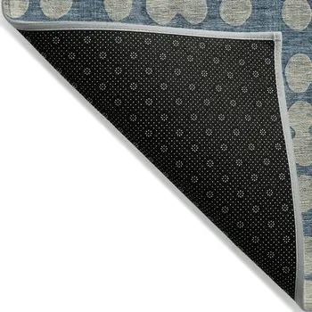 5' X 8' Denim Blue And Gray Abstract Washable Indoor Outdoor Area Rug
