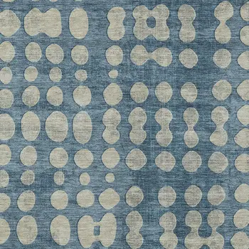 8' X 10' Denim Blue And Gray Abstract Washable Indoor Outdoor Area Rug