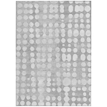 3' X 5' Gray And Ivory Abstract Washable Indoor Outdoor Area Rug