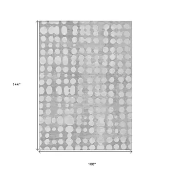 9' X 12' Gray And Ivory Abstract Washable Indoor Outdoor Area Rug