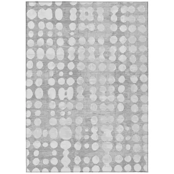 9' X 12' Gray And Ivory Abstract Washable Indoor Outdoor Area Rug