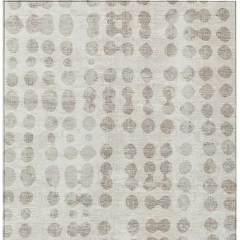3' X 5' Ivory And Beige Abstract Washable Indoor Outdoor Area Rug