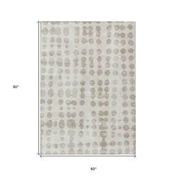 5' X 8' Ivory And Beige Abstract Washable Indoor Outdoor Area Rug