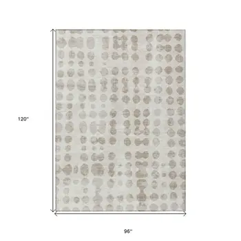 8' X 10' Ivory And Beige Abstract Washable Indoor Outdoor Area Rug