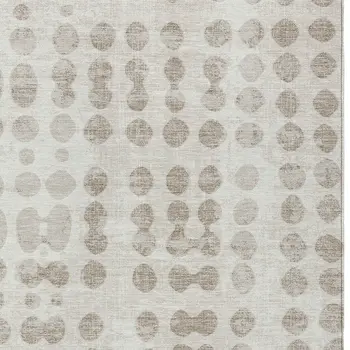 8' X 10' Ivory And Beige Abstract Washable Indoor Outdoor Area Rug