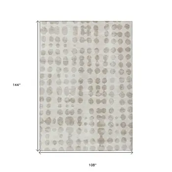 9' X 12' Ivory And Beige Abstract Washable Indoor Outdoor Area Rug