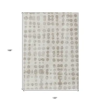 10' X 14' Ivory And Beige Abstract Washable Indoor Outdoor Area Rug