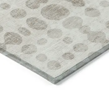 10' X 14' Ivory And Beige Abstract Washable Indoor Outdoor Area Rug