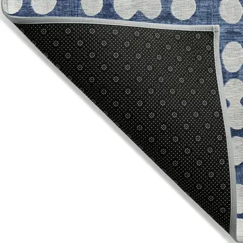 3' X 5' Navy Blue And Ivory Abstract Washable Indoor Outdoor Area Rug