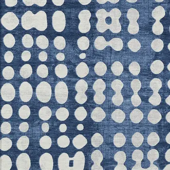 3' X 5' Navy Blue And Ivory Abstract Washable Indoor Outdoor Area Rug