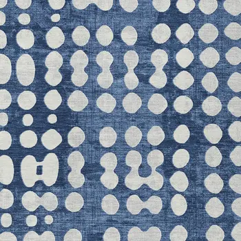 8' X 10' Navy Blue And Ivory Abstract Washable Indoor Outdoor Area Rug