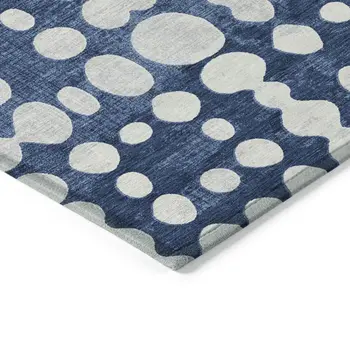 10' X 14' Navy Blue And Ivory Abstract Washable Indoor Outdoor Area Rug