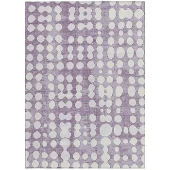 8' X 10' Purple And Ivory Abstract Washable Indoor Outdoor Area Rug