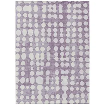 8' X 10' Purple And Ivory Abstract Washable Indoor Outdoor Area Rug