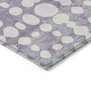 8' X 10' Purple And Ivory Abstract Washable Indoor Outdoor Area Rug