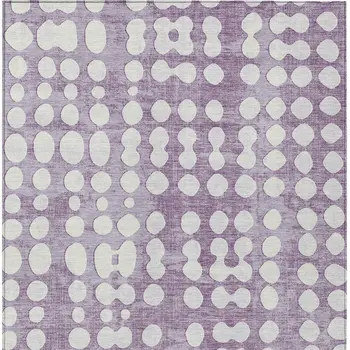 8' X 10' Purple And Ivory Abstract Washable Indoor Outdoor Area Rug