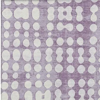 10' X 14' Purple And Ivory Abstract Washable Indoor Outdoor Area Rug