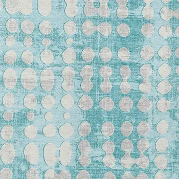 8' X 10' Teal Blue And Ivory Abstract Washable Indoor Outdoor Area Rug