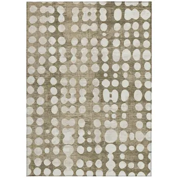 3' X 5' Taupe And Ivory Abstract Washable Indoor Outdoor Area Rug