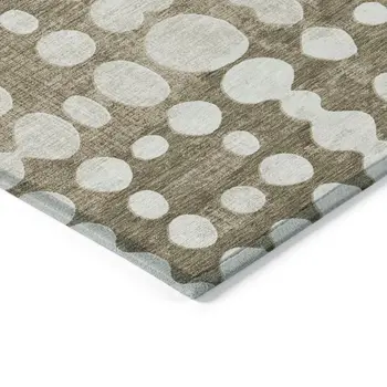 3' X 5' Taupe And Ivory Abstract Washable Indoor Outdoor Area Rug