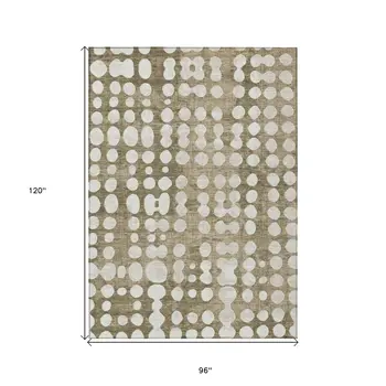 8' X 10' Taupe And Ivory Abstract Washable Indoor Outdoor Area Rug