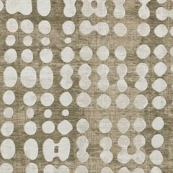 9' X 12' Taupe And Ivory Abstract Washable Indoor Outdoor Area Rug