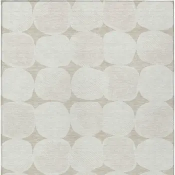 3' X 5' Beige And Brown Abstract Washable Indoor Outdoor Area Rug
