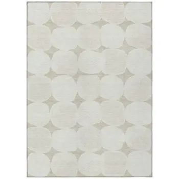 3' X 5' Beige And Brown Abstract Washable Indoor Outdoor Area Rug