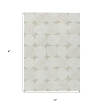 5' X 8' Beige And Brown Abstract Washable Indoor Outdoor Area Rug