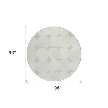 8' Beige And Brown Round Abstract Washable Indoor Outdoor Area Rug