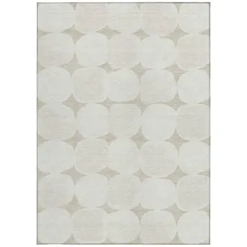 10' X 14' Beige And Brown Abstract Washable Indoor Outdoor Area Rug