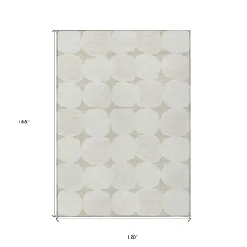 10' X 14' Beige And Brown Abstract Washable Indoor Outdoor Area Rug