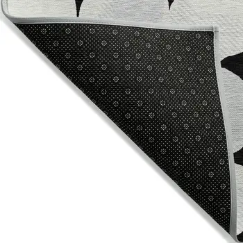 5' X 8' Black Gray And Ivory Abstract Washable Indoor Outdoor Area Rug