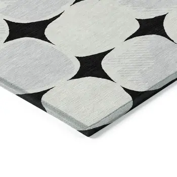 5' X 8' Black Gray And Ivory Abstract Washable Indoor Outdoor Area Rug