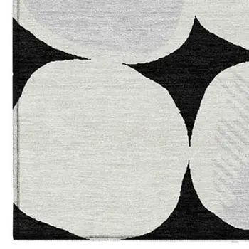 8' X 10' Black Gray And Ivory Abstract Washable Indoor Outdoor Area Rug