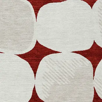 3' X 5' Burgundy Beige And Ivory Abstract Washable Indoor Outdoor Area Rug