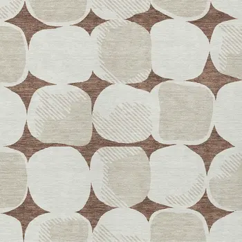 3' X 5' Brown Beige And Ivory Abstract Washable Indoor Outdoor Area Rug