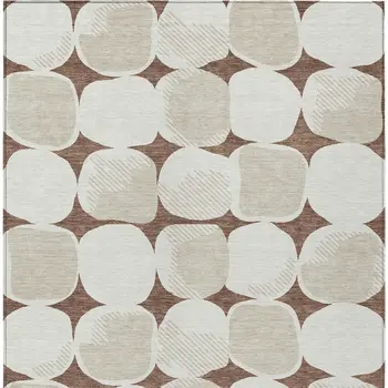 5' X 8' Brown Beige And Ivory Abstract Washable Indoor Outdoor Area Rug