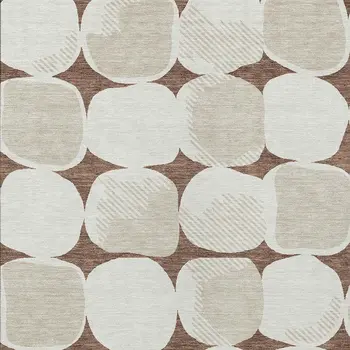 5' X 8' Brown Beige And Ivory Abstract Washable Indoor Outdoor Area Rug